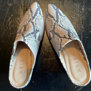 Never worn ABLE snakeskin mules size 8